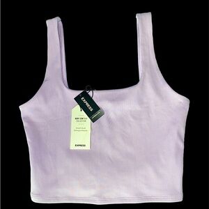 Ribbed Square Neck Cropped Tank